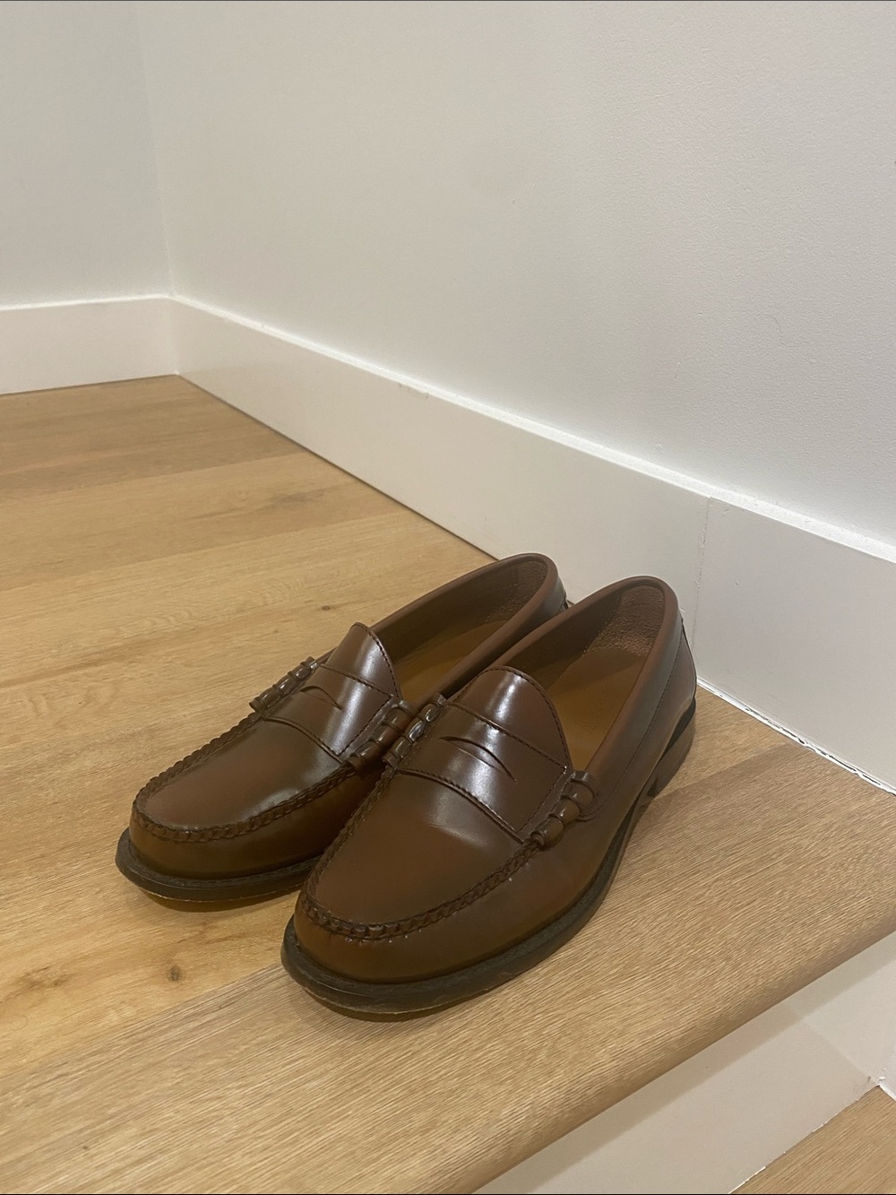 Classic Brown Leather Penny Loafers Unisex